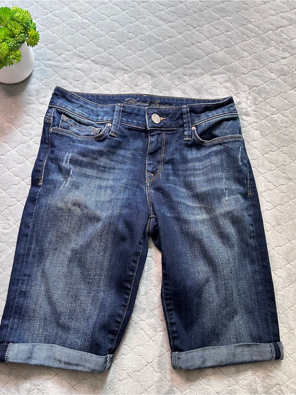 👖✨ Dark Academia Casual Denim Bermuda Shorts Mavi sz 14